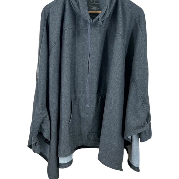 Tahari Sport Funnel Poncho/Cape Gray‎ Cotton Knit Jacket Size M - Picture 3 of 7